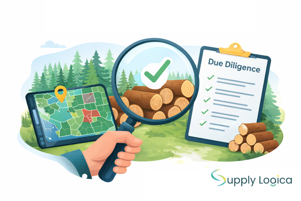 Map, checklist, logs, due diligence concept